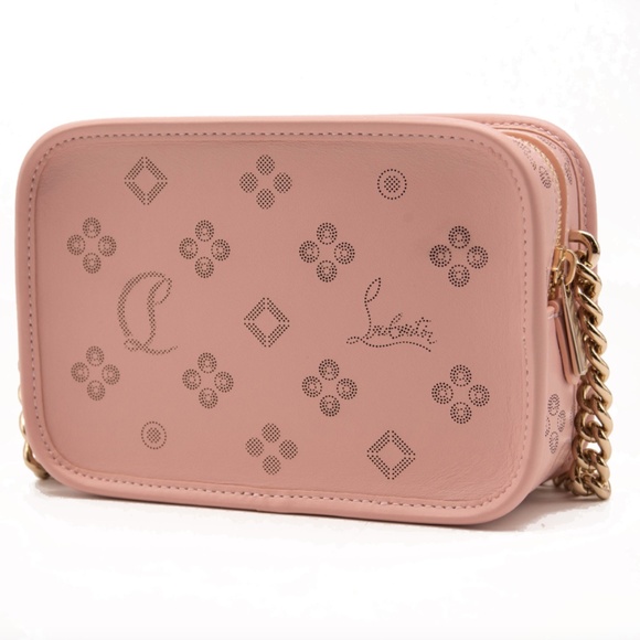 CHRISTIAN LOUBOUTIN RADIOLOUBI SMALL LEATHER CROSSBODY BAG PINK PERFORATED - Picture 2 of 12